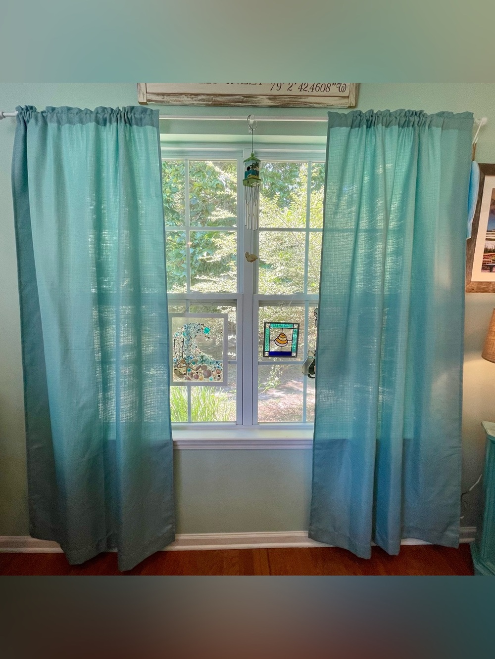 Mainstays Bennett Light Filtering Curtain Panels | Aquifer Blue | 40” x 84”
